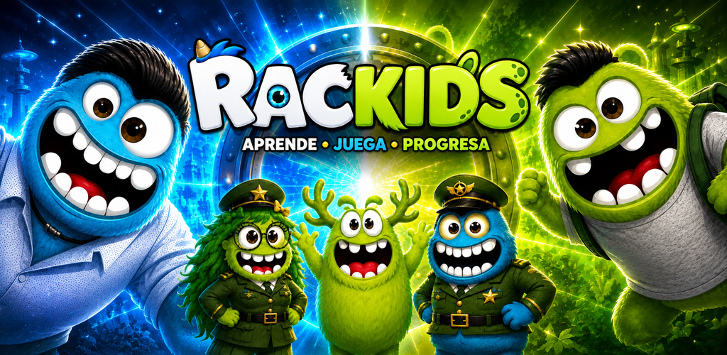Ilustración promocional del universo Rackids y sus personajes