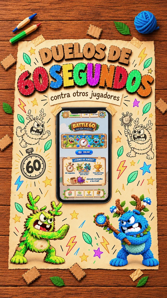 Battle60: mismo tablero para dos jugadores, 60 segundos y victoria para quien consigue más puntos.