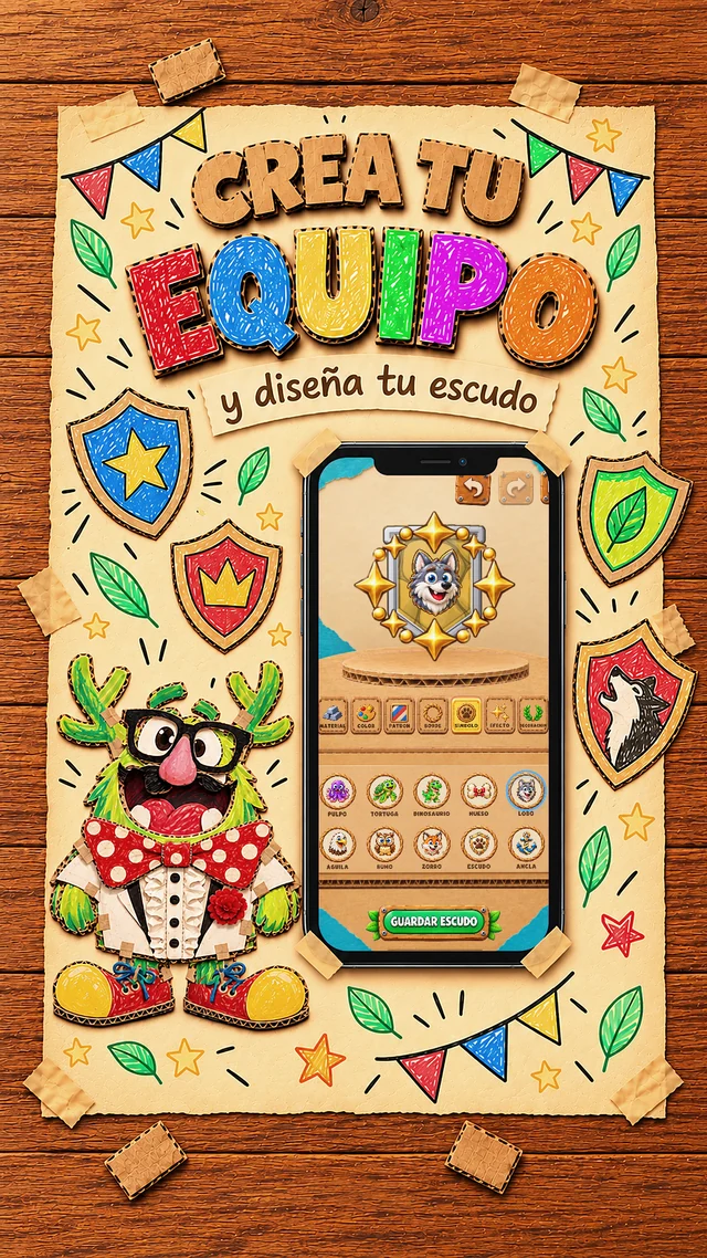 Editor de escudos de RackPop: material, color, patrón, borde, símbolo, efecto y decoración.