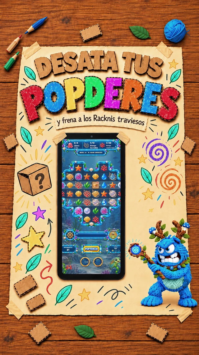 Los POPderes de RackPop y los Racknis traviesos sobre un tablero de aventura submarina.